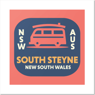 Retro Surfing Emblem South Steyne NSW Australia // Vintage Surfing Badge Posters and Art